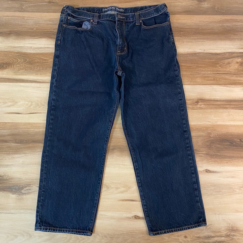 Lands' End Traditional Fit Jeans Mens 40 Dark Wash Denim Classic Relaxed